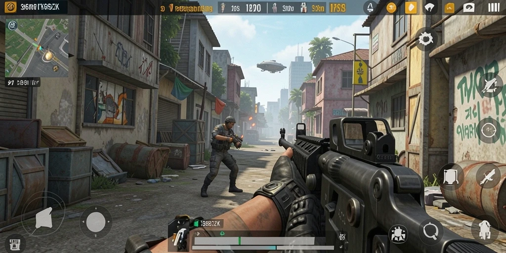 Tangkapan layar menampilkan aksi intens dalam gameplay TPS.