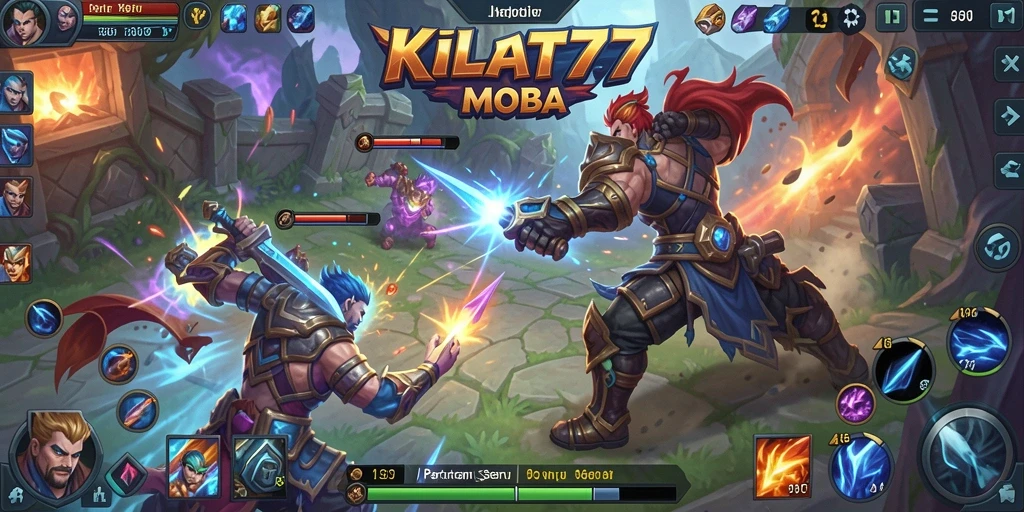 Tampilan seru dari gameplay KILAT77 di arena MOBA.