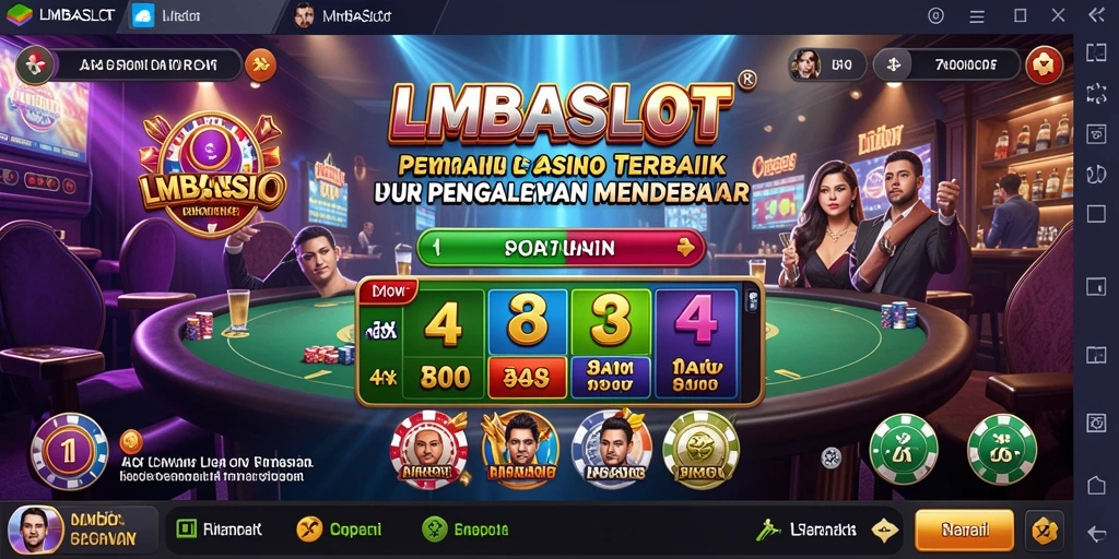 Screenshot gameplay LMBASLOT menampilkan dealer langsung dan suasana kasino yang otentik.