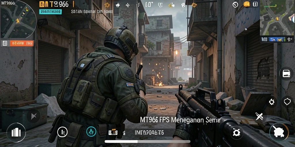 Tampilan aksi mendebarkan dari gameplay MT966 yang seru.
