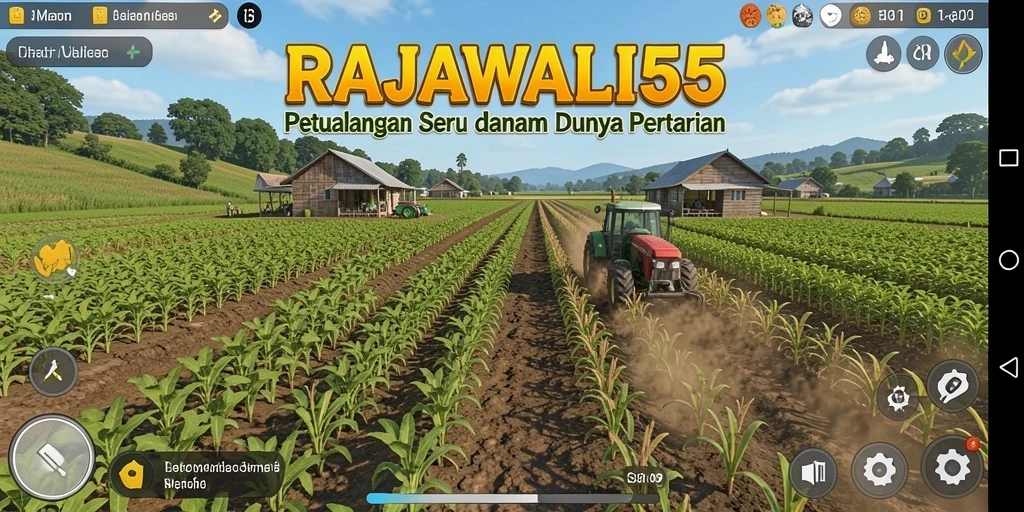 Screenshot dari gameplay <strong>RAJAWALI55</strong> yang menampilkan kebun yang indah dan tanaman subur.