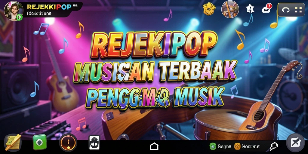 Tampilan gameplay seru dari REJEKIPOP dengan musik yang menggugah semangat.