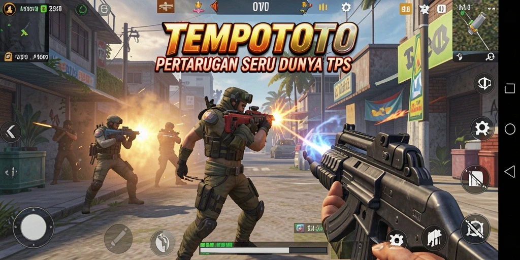 Screenshot TEMPOTOTO menunjukkan aksi bertempur yang intens dan grafis menakjubkan.