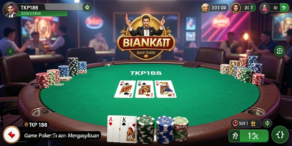 Tampilan gameplay seru di TKP188, penuh strategi poker.