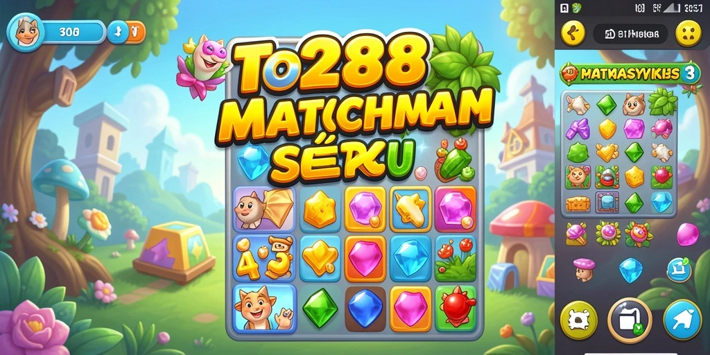 Screenshot utama TO288 menampilkan aksi permainan Match-3 yang seru.
