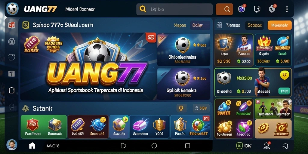 Tampilan utama UANG77 menampilkan berbagai opsi taruhan olahraga.
